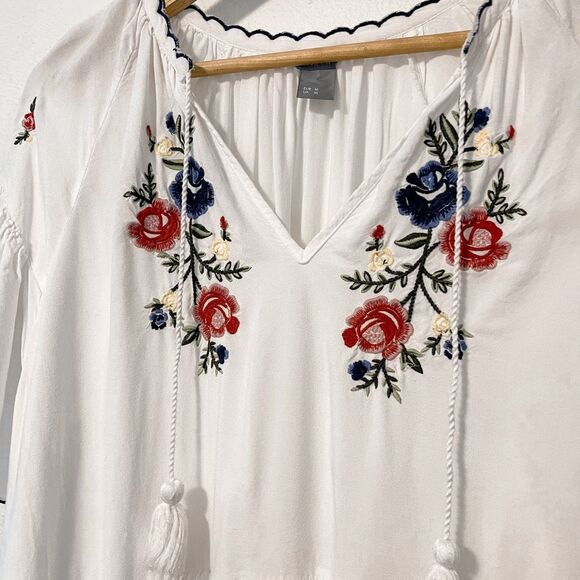 Lindex Boho Embroidered Peasant Blouse M - Picture 5 of 8